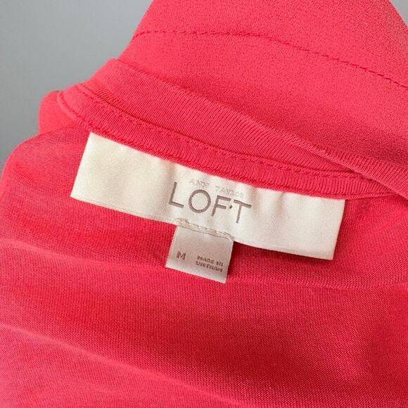 LOFT Tiered Pink Chiffon Sheer Bottom Sleeveless Top Womens Sz M - Picture 3 of 4